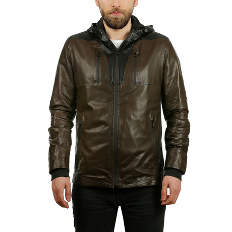 Chief Leather Jacket // Brown + Black (XS)