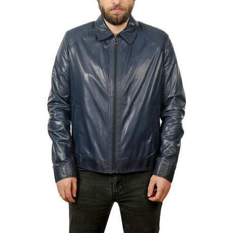 Bryce Leather Jacket // Blue (XS)