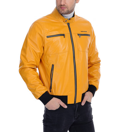 Sean Leather Jacket // Yellow (XS)