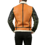 Arrington Leather Jacket // Green + Orange (2XL)