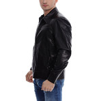 Lang Leather Jacket // Navy Blue (3XL)