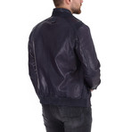 Maximus Leather Jacket // Navy Blue (3XL)