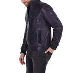 Maximus Leather Jacket // Navy Blue (M)