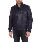 Maximus Leather Jacket // Navy Blue (XL)