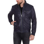 Maximus Leather Jacket // Navy Blue (S)