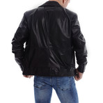 Lang Leather Jacket // Navy Blue (3XL)