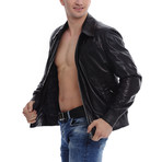 Lang Leather Jacket // Navy Blue (3XL)