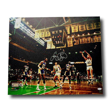 Larry Bird // Signed Canvas Photo vs. Lakers