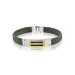 5-Row Cable + Rubber Bracelet // Black + Silver + Gold (XS)