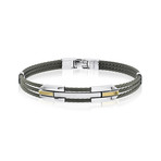 3-Row Cable Bracelet // Black + Silver (M)
