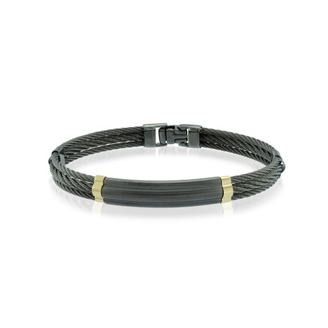 Cable Row Bracelet // Black + Gold (XS)