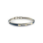 Stainless Steel + Gold Accent Bracelet // Steel + Blue (M)