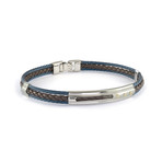 Stainless Steel + Leather Bracelet // Blue + Brown (XS)