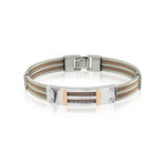 Two-Tone 5-Row Cable Bracelet // Silver + Rose Gold (M)