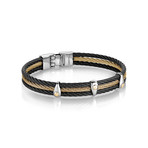 Two-Tone 3-Row Cable Bangle // Black + Gold (XS)