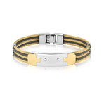 Two-Tone 5-Row Cable + Rubber Bracelet // Gold + Black (M)