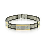 Two-Tone 5-Row Cable Bracelet // Black + Silver + Gold (XS)