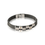 Gold Accent + Diamond Cable Bracelet // Steel + Silver (XS)