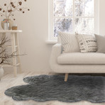 Faux Sheepskin // Animal Shaped // Gray Tip Rug (2'W x 3'L)