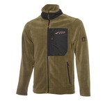 Full Zip Pieced Fleece Jacket // Olive Green + Black (S)