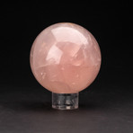 Polished Rose Quartz Sphere + Acrylic Display Ring