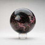 Polished Imperial Rhodinite Sphere + Acrylic Display Ring