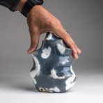 Polished Blue Chalcedony Orca Stone Flame Freeform