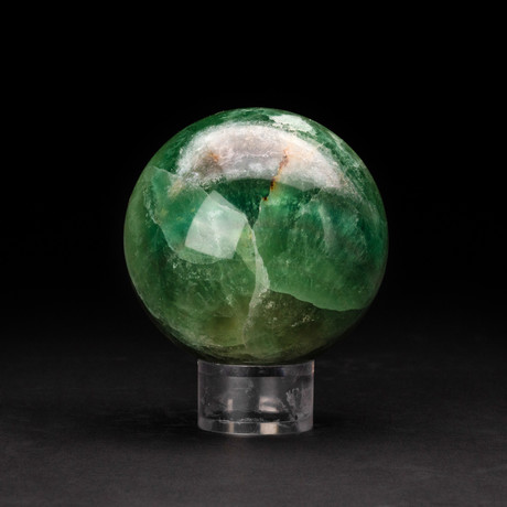 Polished Fluorite Sphere + Acrylic Display Ring