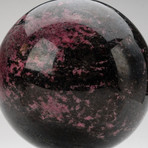 Polished Imperial Rhodinite Sphere + Acrylic Display Ring