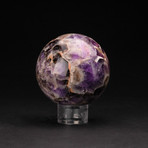 Polished Chevron Amethyst Sphere + Acrylic Display Ring