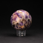 Polished Chevron Amethyst Sphere + Acrylic Display Ring