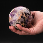 Polished Chevron Amethyst Sphere + Acrylic Display Ring