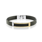 Stainless Steel Cable Bracelet V2 // Black + Gold (XS)
