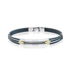 3-Row Cable Bracelet // Blue + Silver (M)