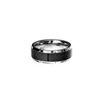 Ridged Edge + Solid Carbon Fiber Ring // Black (Ring Size: 9)