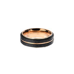 Carbon Fiber Stripes Ring // Black + Rose Gold (Ring Size: 9)