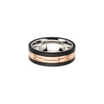 Stainless Steel + Carbon Fiber Ring // Rose Gold + Black (Size 9)