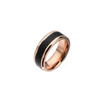 Carbon Fiber Center Ring // Black + Rose Gold (Ring Size: 9)