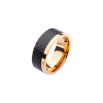 Stainless Steel + Carbon Fiber Ring // Black + Rose Gold (Size 9)
