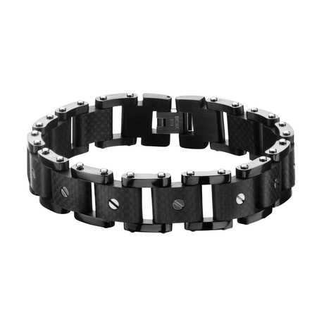 Carbon Fiber + Steel Screw Design Bracelet // Black