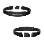 Leather + Steel + Carbon Fiber Bracelet // Black