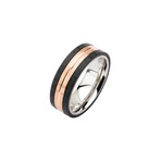 Stainless Steel + Carbon Fiber Ring // Rose Gold + Black (Size 9)