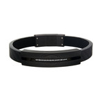 Leather + Steel + Carbon Fiber Bracelet // Black