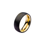 Carved Carbon Graphite Band // Black + Gold (Size 9)