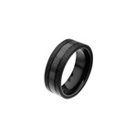 Celtic Design Stainless Steel + Solid Carbon Fiber Ring // Black (Ring Size: 9)