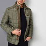 Mock Neck Quilted Jacket // Green (M)