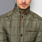 Mock Neck Quilted Jacket // Green (2X-Large)