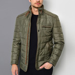 Mock Neck Quilted Jacket // Green (3X-Large)