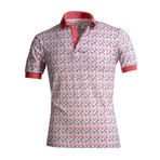 Louis Polo Shirt // White + Pink Floral (XL)