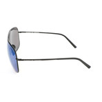 Men's P8607 Sunglasses // Black + Blue + Silver Mirror